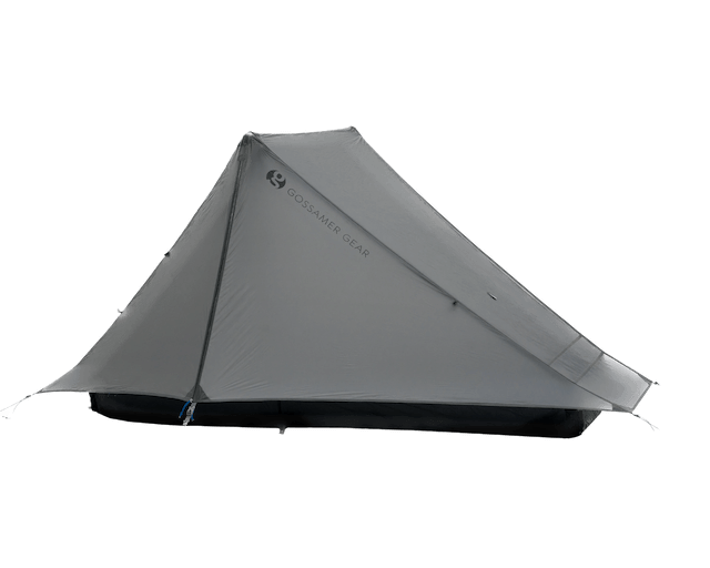 Close-up of the Gossamer Gear The One tent closed showing the factory-taped seams and reflective guy lines.