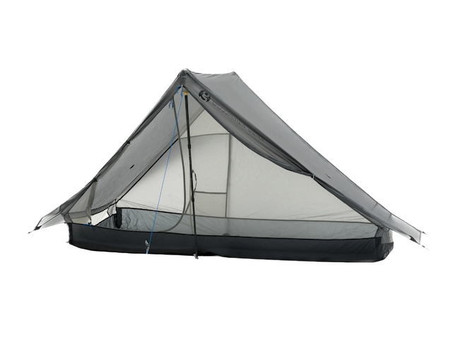 Close-up of the Gossamer Gear The One tent showing the factory-taped seams and reflective guy lines.