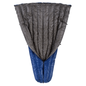 Enlightened Equipment Revelation 20°F down quilt laid out, showcasing its lightweight design and high-quality down insulation.